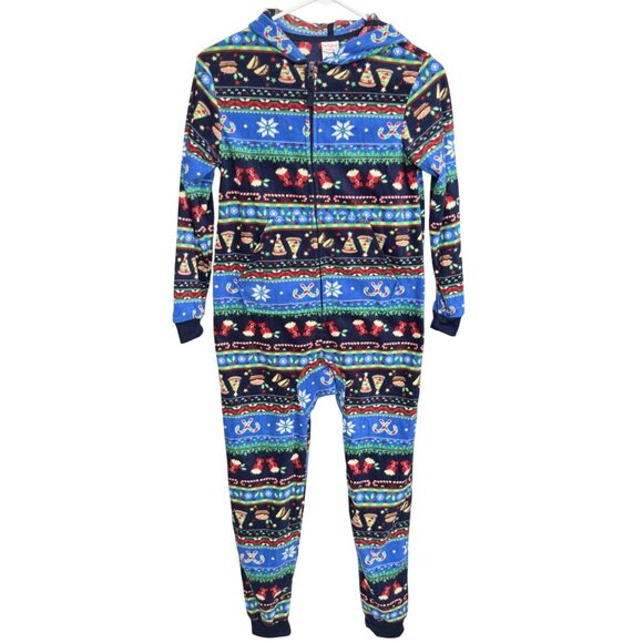 Cat & Jack Christmas-Themed Fleece Hooded Onesie Pajamas Unisex Kids Medium NWT - Picture 1 of 5